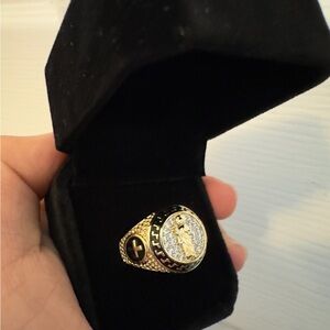 🔥San Judas Gold-Plated Ring – Iced Out with CZ Stones🔥
